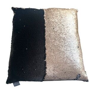 Aviva Stanoff Black/Gold Sequin Silk Pillow 18x18 NWOT